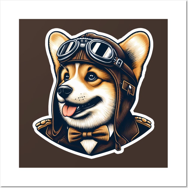 Corgi Pilot Wall Art by k9-tee